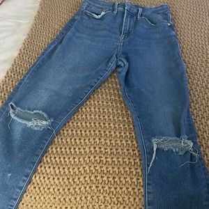 Good American Good Waist Cropped Jeans Raw Edge